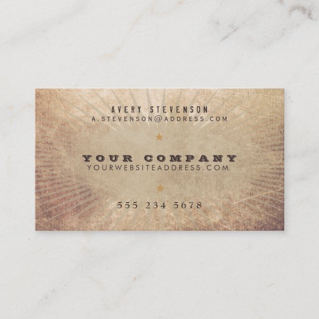 Cool Vintage Country Western Sunburst Business Card (Front)