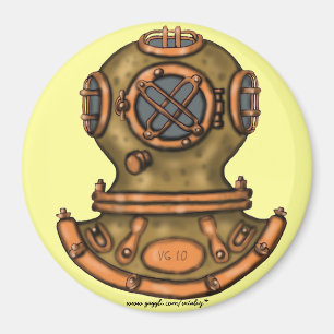 Cool vintage diving helmet graphic art magnet