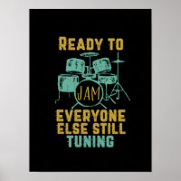 Cool Vintage Drummer Drum Player Ready To Jam