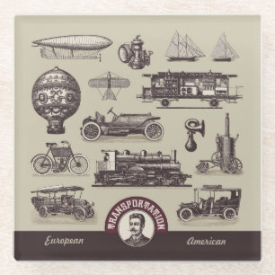 Cool Vintage European and American Transportation Glass Coaster