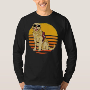 Cool Vintage Golden Retriever Dog Walking Motif T-Shirt