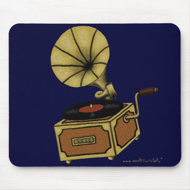 Cool vintage gramophone mousepad design (Front)