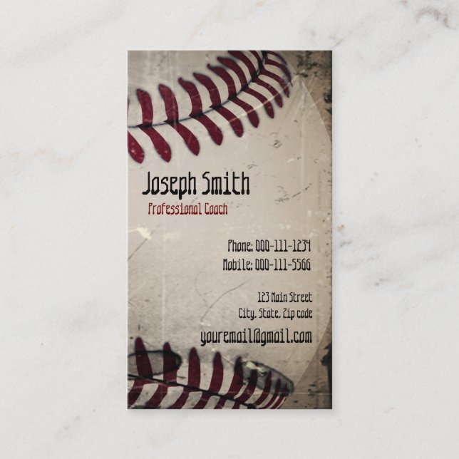 Cool Vintage Grunge Baseball Business Card (Front)