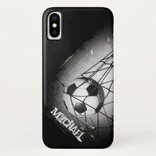Cool Vintage Grunge Football in Goal Personalised iPhone X Case