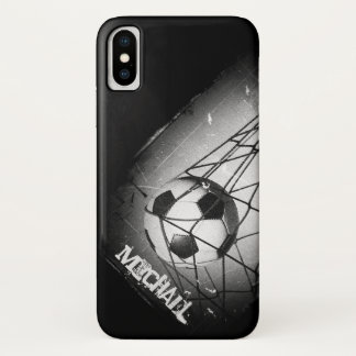 Cool Vintage Grunge Football in Goal Personalised iPhone X Case