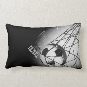 Cool Vintage Grunge Football in Goal Personalized Lumbar Cushion