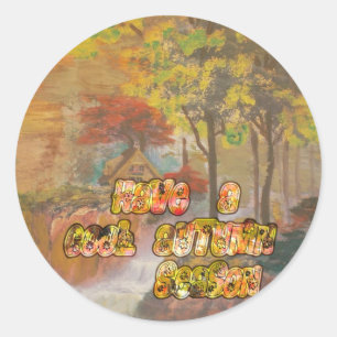 Cool vintage Hakuna Matata Have a cool Autum Seaso Classic Round Sticker