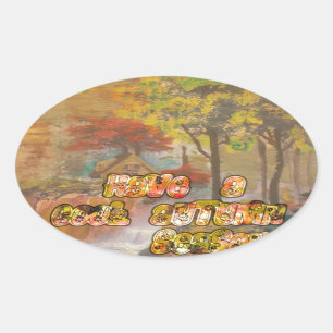 Cool vintage Hakuna Matata Have a cool Autum Seaso Oval Sticker