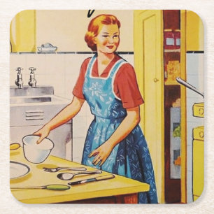 Cool Vintage image l Unique retro Square Paper Coaster