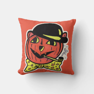 Cool Vintage Jack-O-Lantern Cat Halloween Pumpkin Cushion