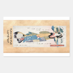 Cool vintage japanese ukiyo-e scroll geisha art rectangular sticker