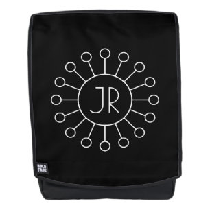 Cool Vintage Logo Style Monogram   Black & White Backpack