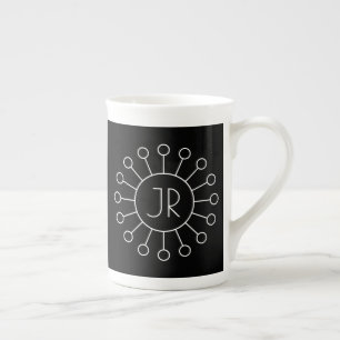 Cool Vintage Logo Style Monogram   Black & White Bone China Mug