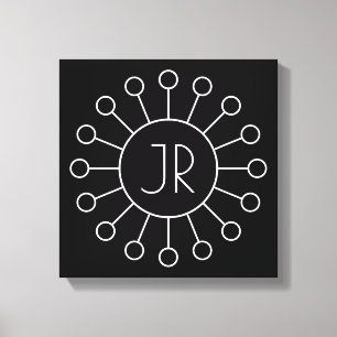 Cool Vintage Logo Style Monogram   Black & White Canvas Print