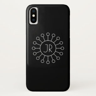 Cool Vintage Logo Style Monogram   Black & White iPhone X Case