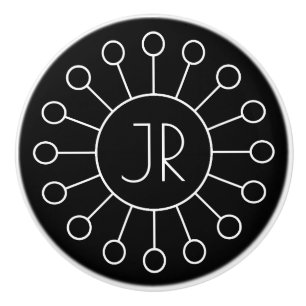 Cool Vintage Logo Style Monogram Black & White Ceramic Knob