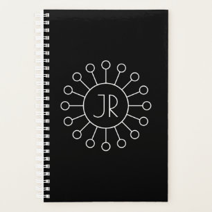 Cool Vintage Logo Style Monogram Black & White Planner