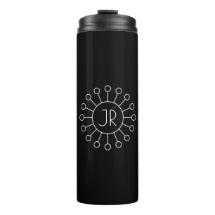 Cool Vintage Logo Style Monogram Black & White Thermal Tumbler