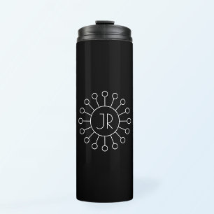 Cool Vintage Logo Style Monogram   Black & White Thermal Tumbler