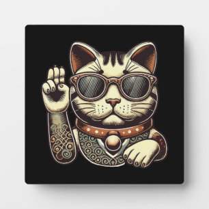 Cool Vintage Maneki Neko Lucky Cat, Success Money Plaque