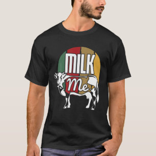 Cool Vintage Milk Artwork Retro Cow Farm Breakfast T-Shirt