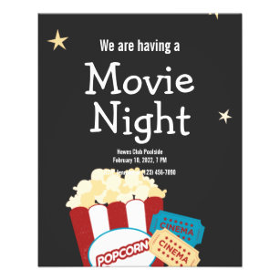 Cool Vintage Movie night Popcorn invitation Flyer
