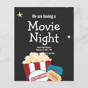 Cool Vintage Movie night Popcorn invitation Flyer
