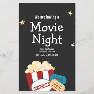 Cool Vintage Movie night Popcorn invitation Flyer