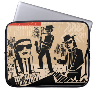 cool vintage of jazz band poster with trumpet play laptop sleeve