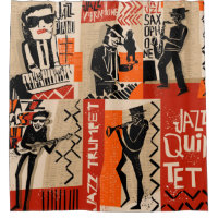cool vintage of jazz band poster with trumpet play