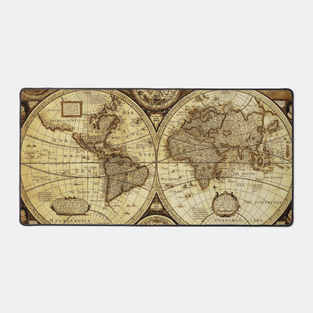 Cool Vintage old world Maps  Desk Mat (Front)
