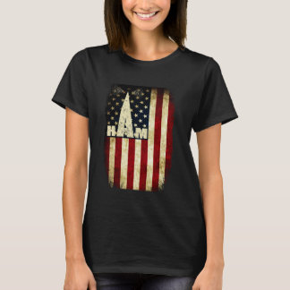 Cool Vintage Patriotic USA Flag Ham Radio Amateur T-Shirt