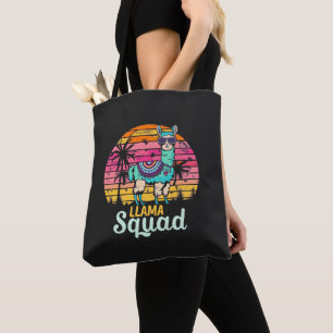 Cool Vintage Retro Llama Squad Tote Bag