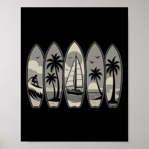 Cool Vintage Retro Surfing Surfboard Surfboarder S Poster