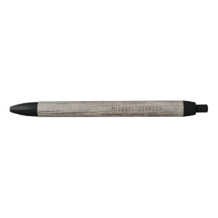 Cool Vintage Rustic Old Wood Customised Name Black Ink Pen