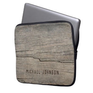 Cool Vintage Rustic Old Wood Customised Name Laptop Sleeve