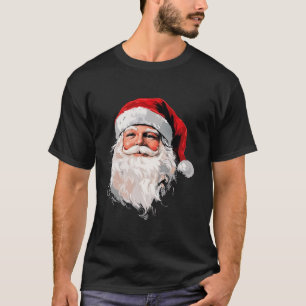 Cool Vintage Santa Claus Face Funny Christmas Old T-Shirt