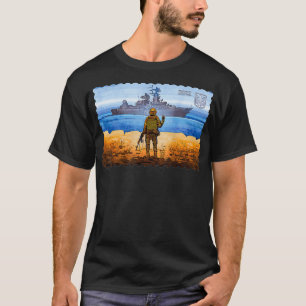 Cool Vintage Ukraine Postage Stamp Flag funny  T-Shirt