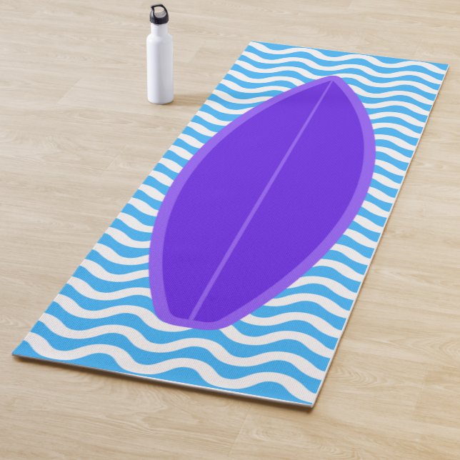 Cool Violet Blue Waves Surfing Yoga Mat (In Situ)