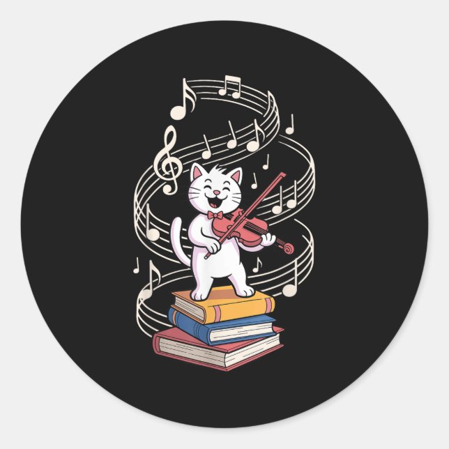 Cool Violin Art For Men Women Kid Violin Player Mu Classic Round Sticker (Front)