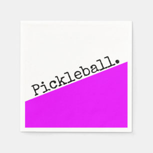 Cool Vivid Pink Diagonal Wedge Pickleball Text Napkin