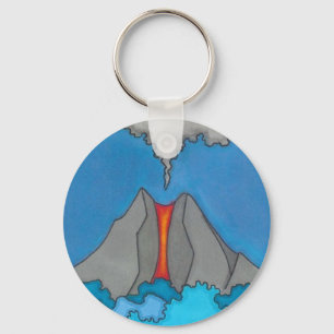 Cool Volcano Modern Art Custom Key Chain