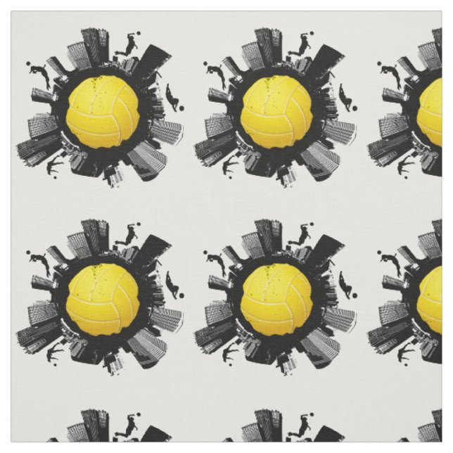 Cool Volleyball World (Yellow Ball) Fabric (Swatch)