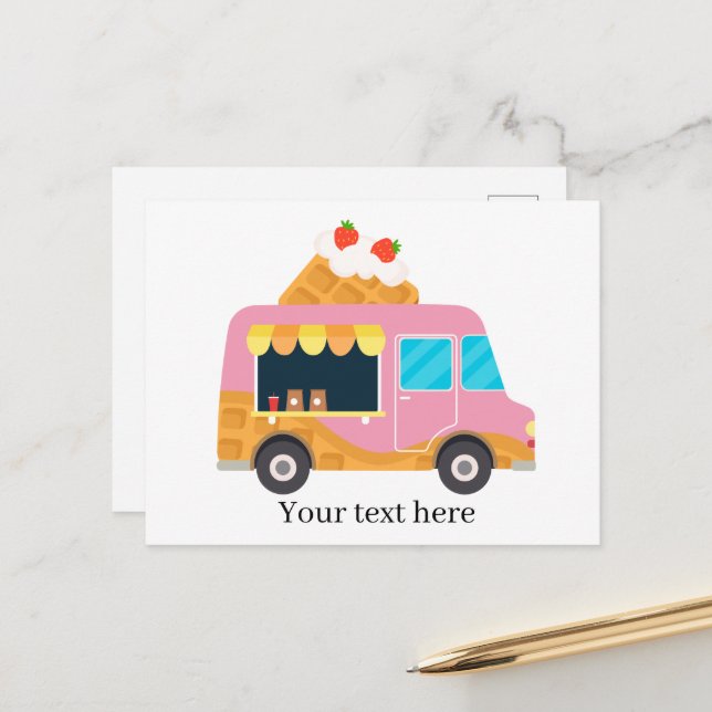 cool waffle food truck add text postcard (Front/Back In Situ)