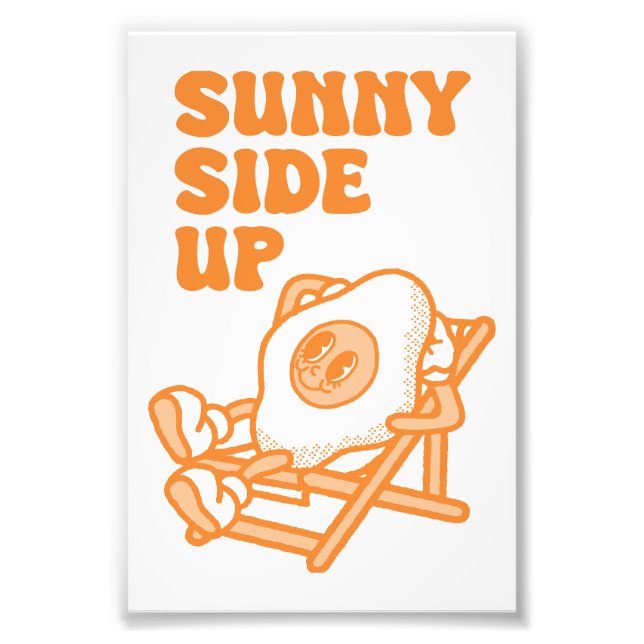 Cool Wall Art Sunny Side Up Funny Retro Print (Front)
