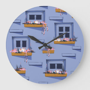 Cool Wall Windows Summer Pattern Large Clock