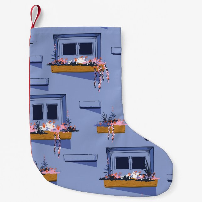 Cool Wall Windows Summer Pattern Small Christmas Stocking (Front)