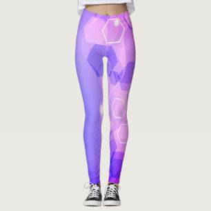 Cool Warm Blue abstract geometric pattern Leggings