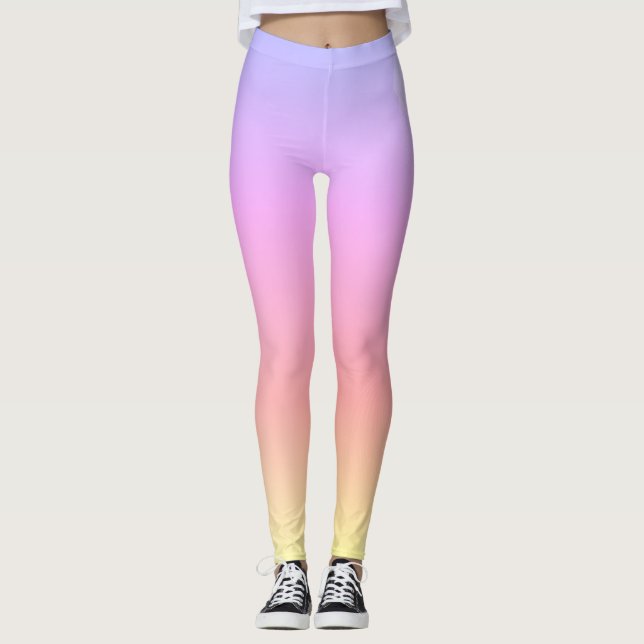 Cool Warm Blue abstract geometric pattern Leggings (Front)