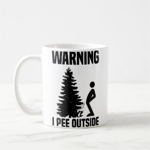 Cool Warning I Pee Outside Funny Boy Peeing Campin Coffee Mug